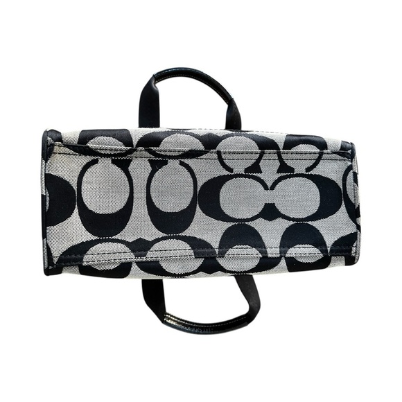 Coach F14877 Signature Black Gray C Jacquard Purse Patent Leather & Dust Bag - Picture 8 of 13